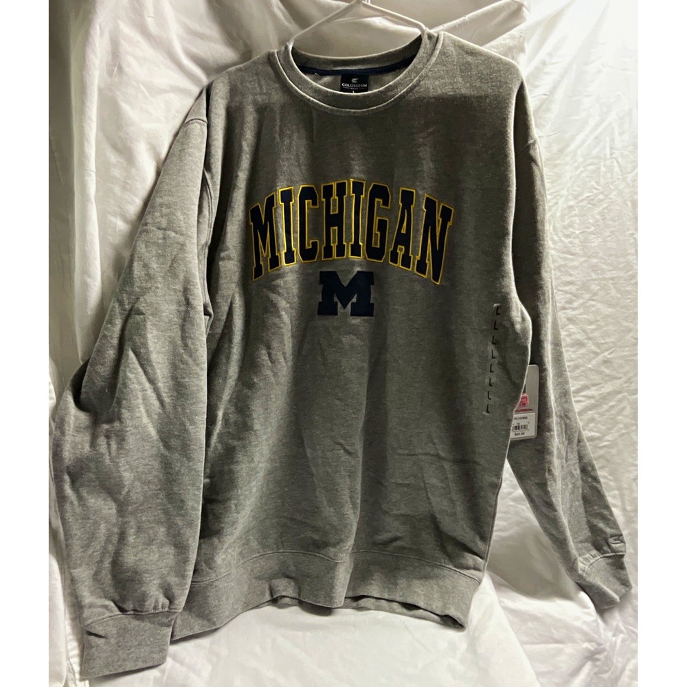 Colosseum Michigan Wolverines Men's Gray Crewneck Sweatshirt Size L
